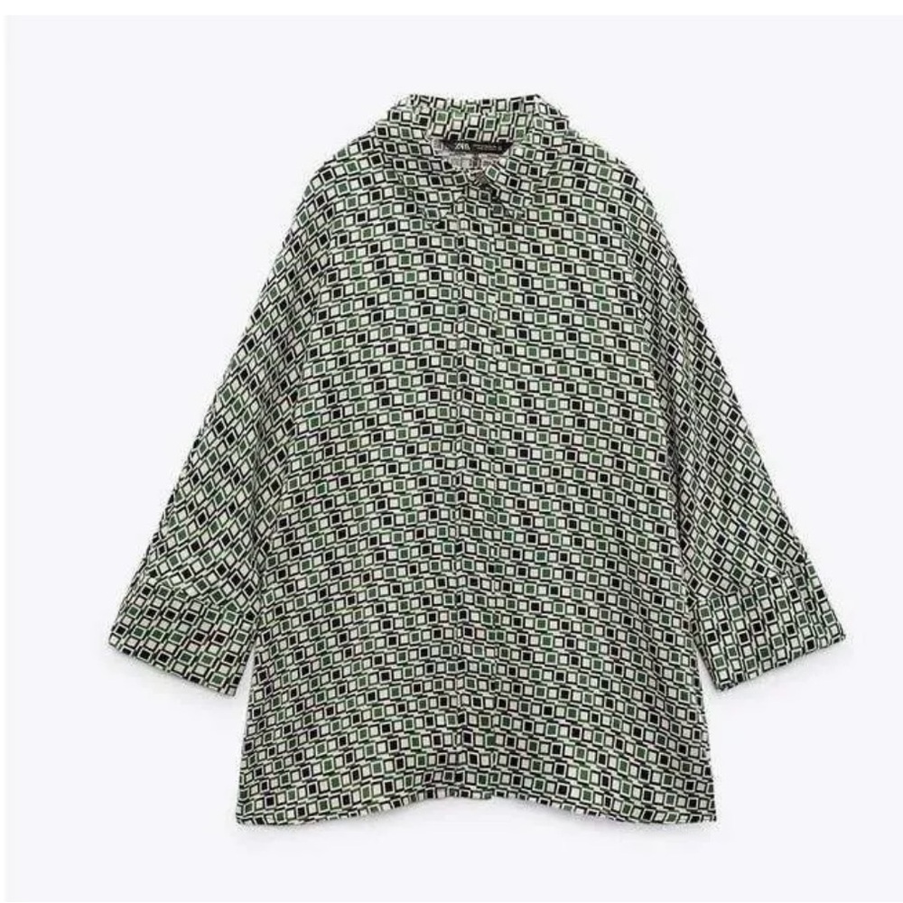 NWT ZARA ZARA GEOMETRIC PRINT SHIRT  S